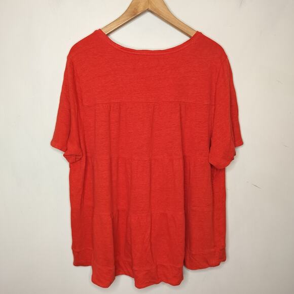 Chico's 100% Linen Knit Top Tee Tiered Short Sleeve - Picture 8 of 10